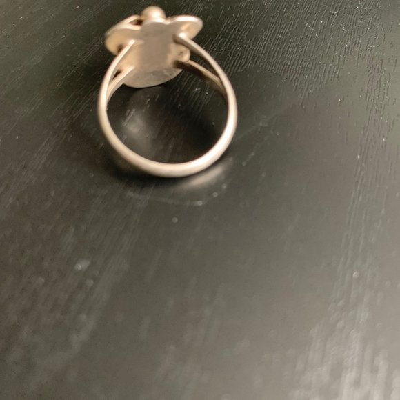 Sterling Squash Blossom Turquoise Ring - Picture 4 of 5